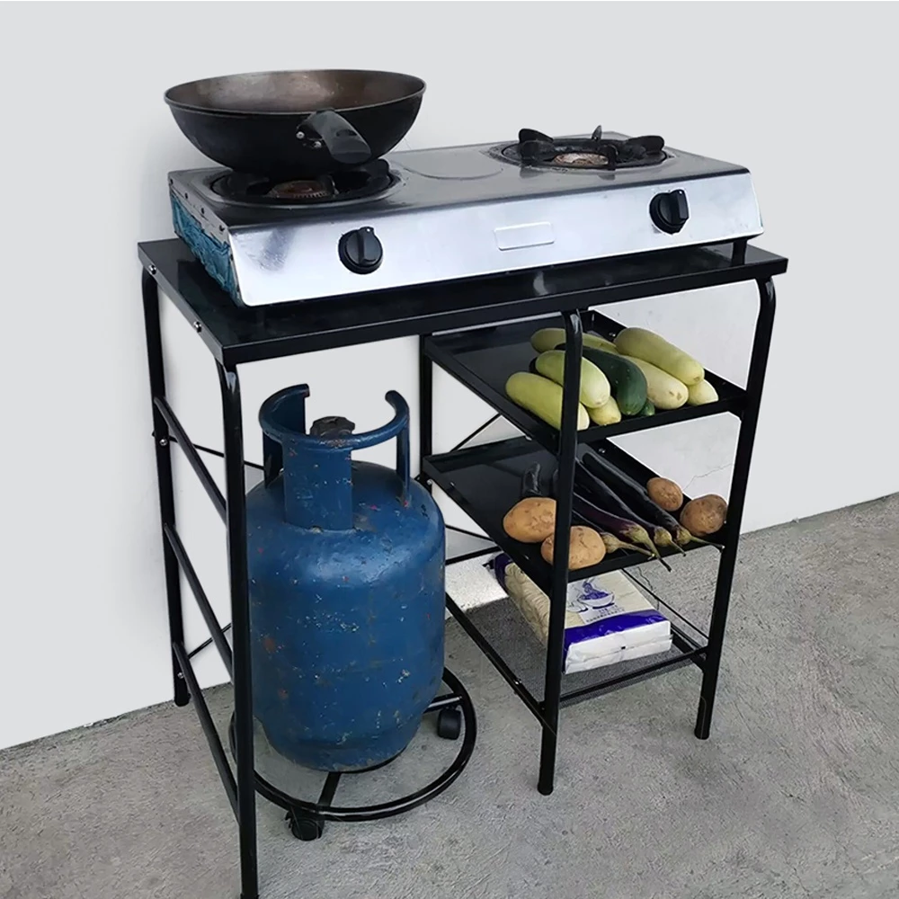 All Metal Gas Stove Stand with LPG roller KGS 124 Kitchen Stand Organizer Space Saver