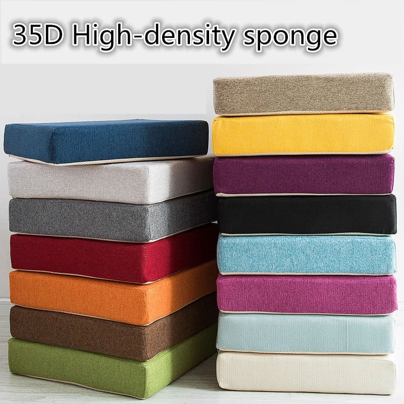 Square Thicken High density Sponge Cushion Living Room Sofa Linen Cushion Chair Back Cushion Thickness Office Chair
