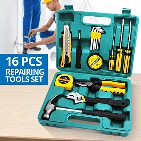 SJW 16Pcs SET DIY Tools Set Professional Hardware Home Repair Set
