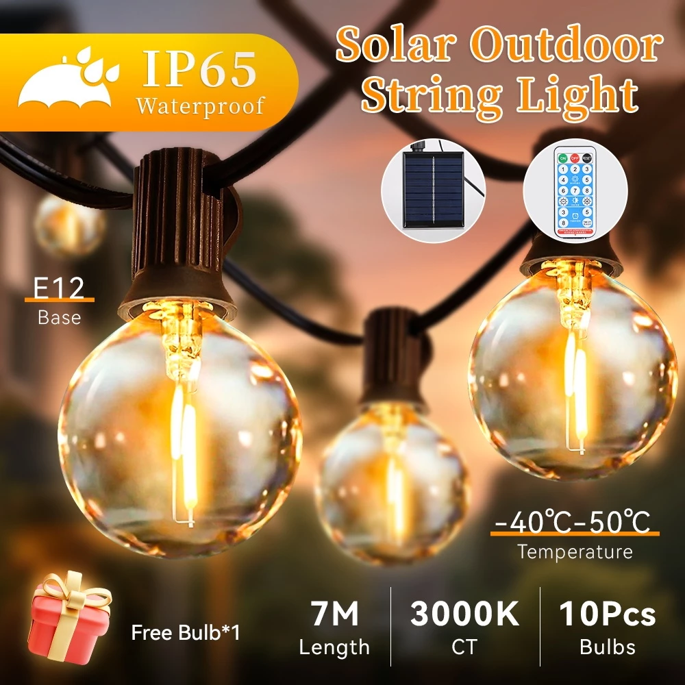 #Solar String Light#Outdoor Waterproof#LED Bulbs Super #Bright ；This light string is very beautiful；