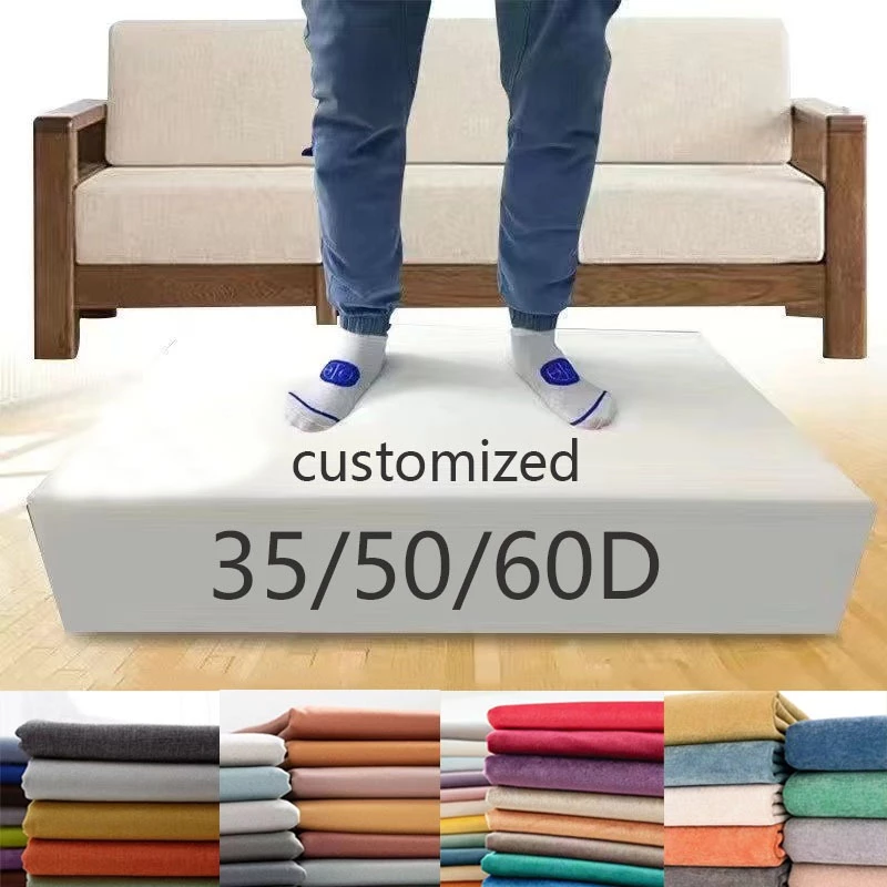 Customized 60D 50D 35D High Density Sponge Foam Sofa Cushion, for Mattress Bay Window Beach Couch Pad Chair
