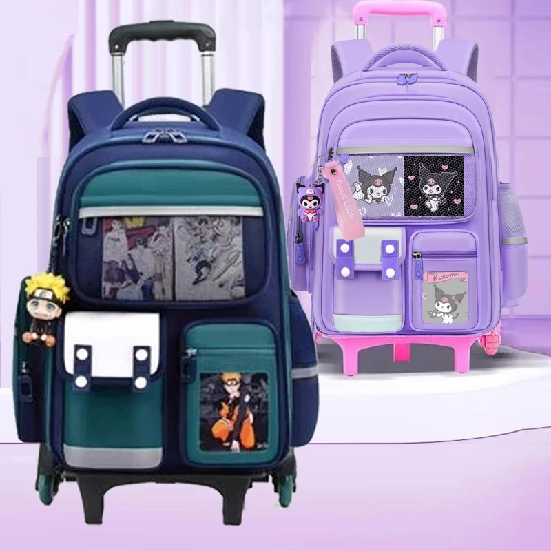 kuromi trolley cartoon schoolbag 1 6 grade large capacity waterproof cartoon backpack