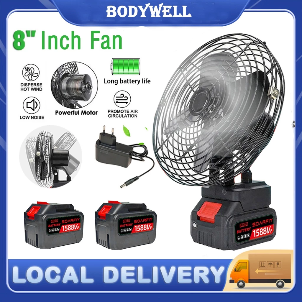 Soarfly Cordless Fan 8 inch Portable Fan Rechargeable Fan High Power Outdoor Desktop Cooling Fans Adjustable Lithium