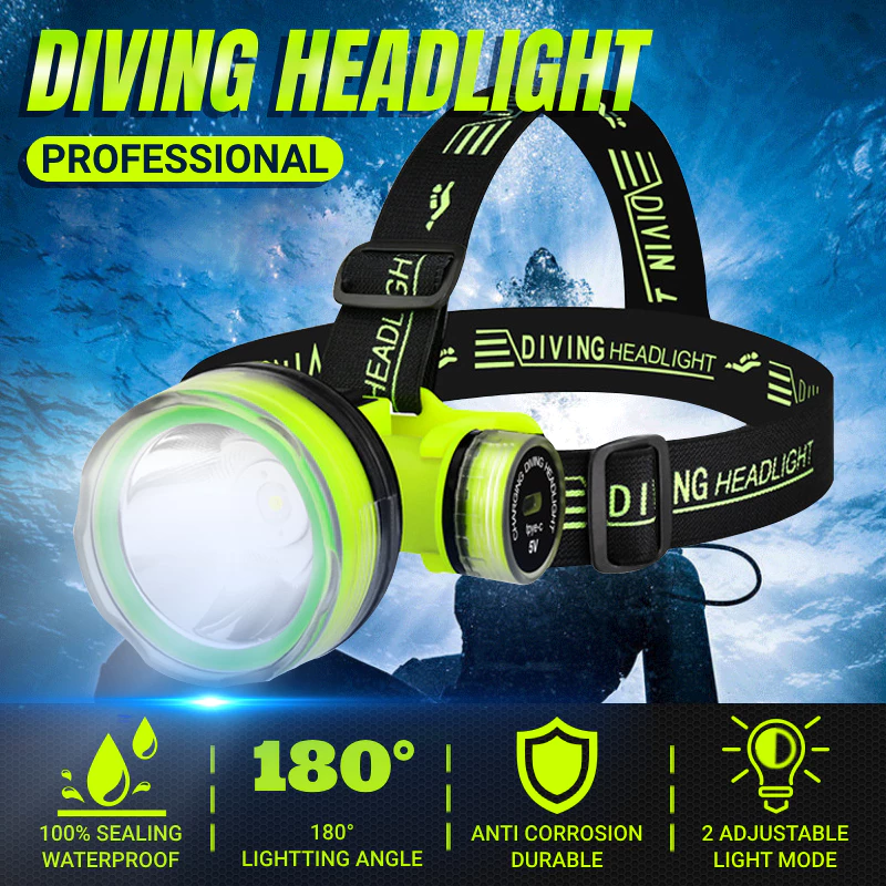 Diving Flashlight Headlight Flashlight Rechargeable Waterproof Led Underwater Diving Headlamp