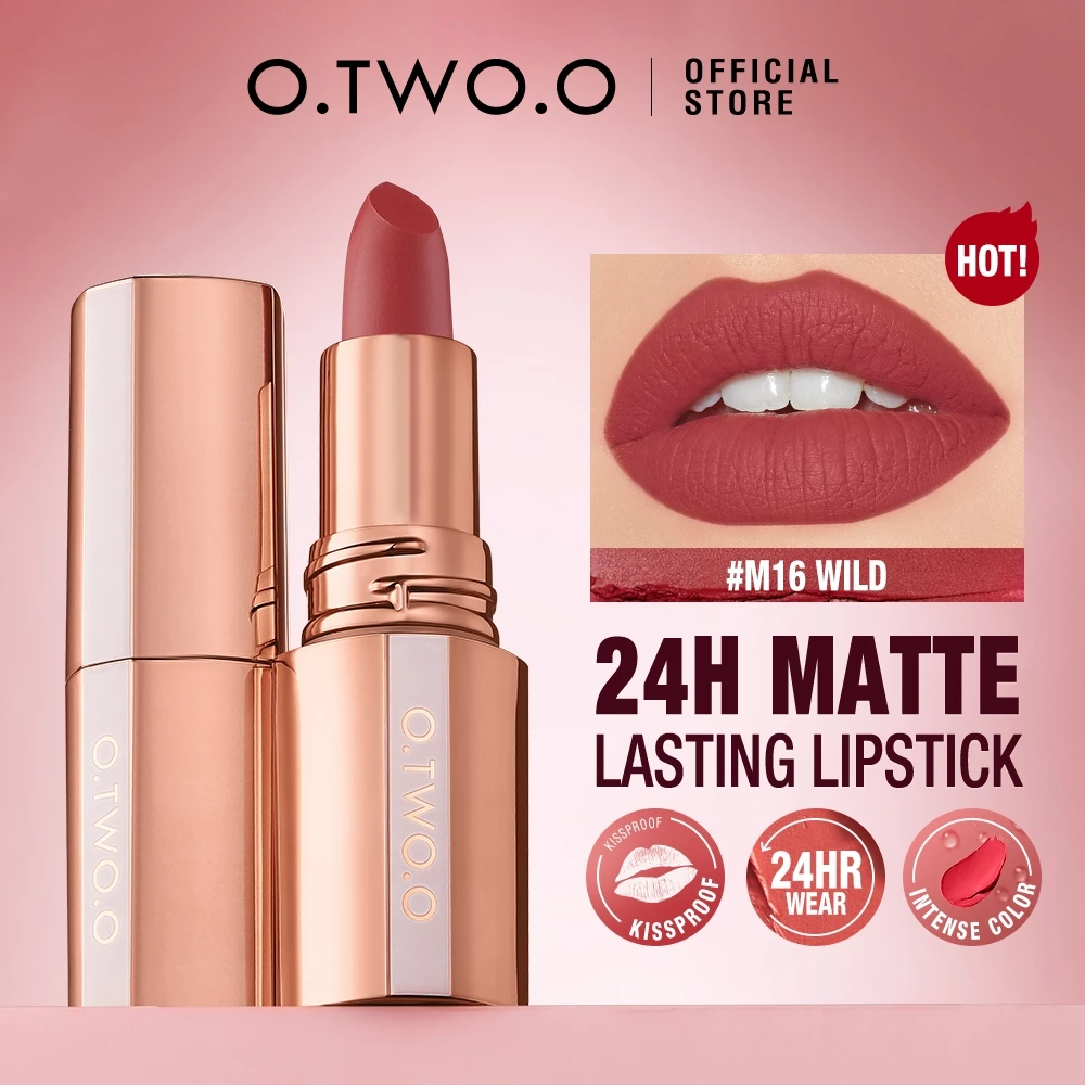 O.Two.O Matte Lipstick Misty Kiss Lock Color Silky 24H Long Lasting Lip Makeup