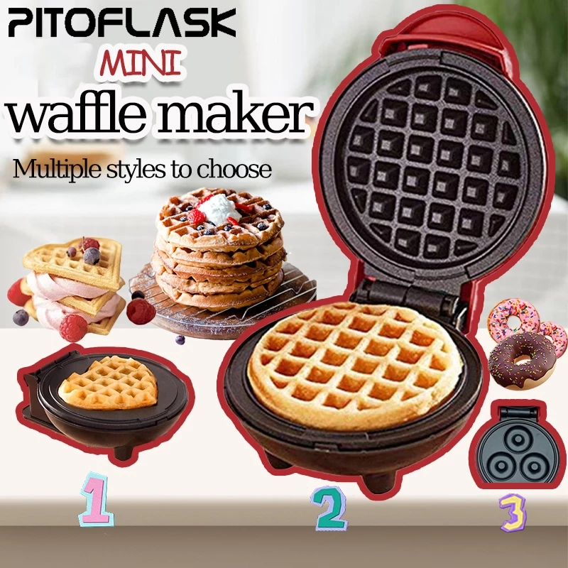 Mini Electric Waffle Maker Non Stick Pan Circular Bakeware Pancake Cookies Woman Lazy Breakfast sandwich Machine