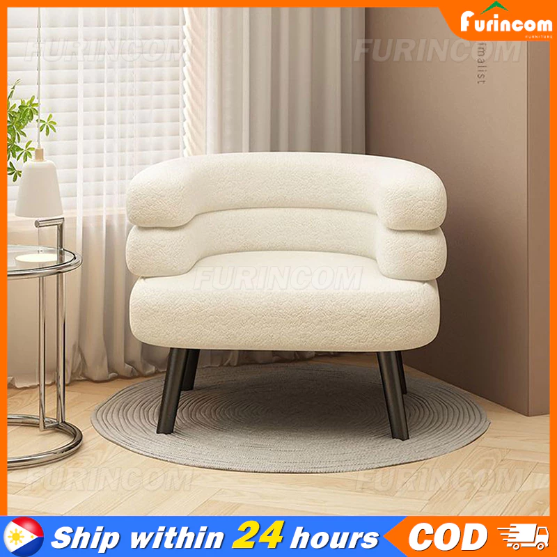 Modern Accent Chair, Single Clude Sofa Cuddly Sherpa Lazy Sofa for Living Room, Bedroom, Salon, and Office, Curved