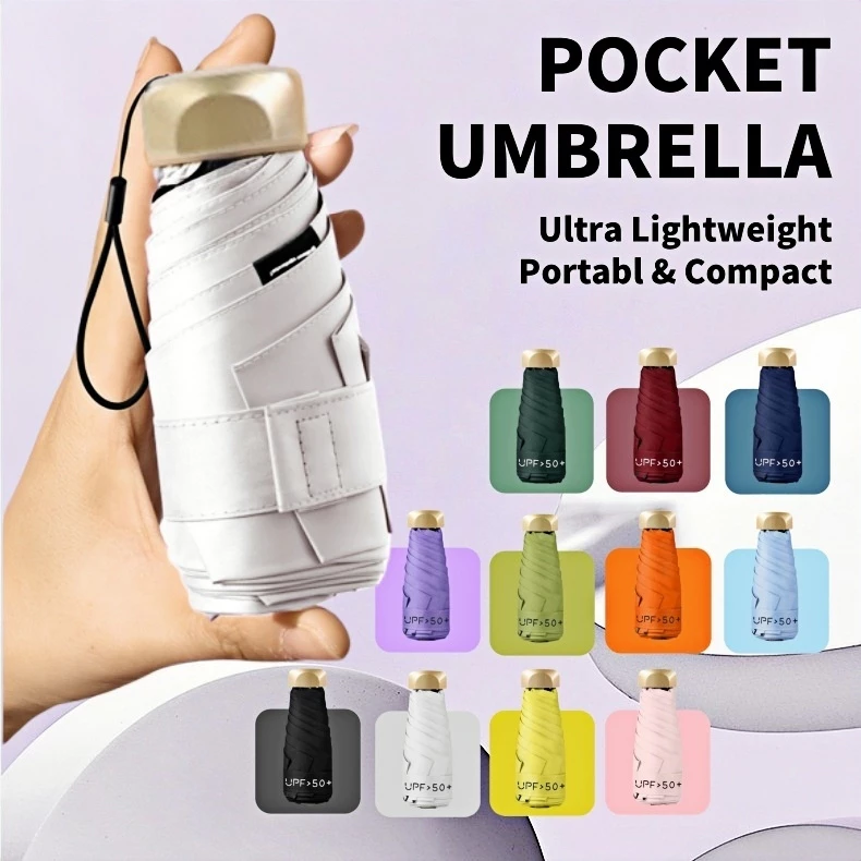 Pocket Umbrella 100% UV Protection Compact Portable Rain Folding Mini Umbrella Sports & Outdoors Payong Ultralight 5