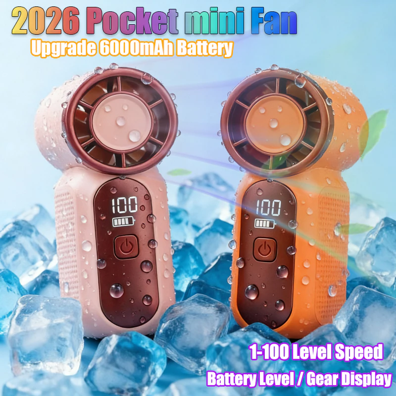 6000mAh Portable Mini Handheld Fan 3.5 Inch High Speed Personal Turbo Strong Wind Outdoor Travel Fan