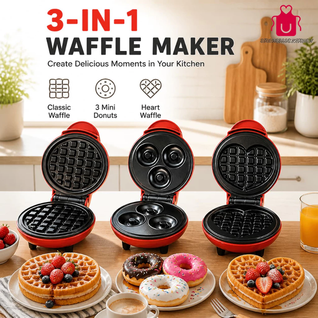 Mini Electric Waffle Maker Anti Overflow Non stick Waffle Mold 3 Types Mold waffle maker