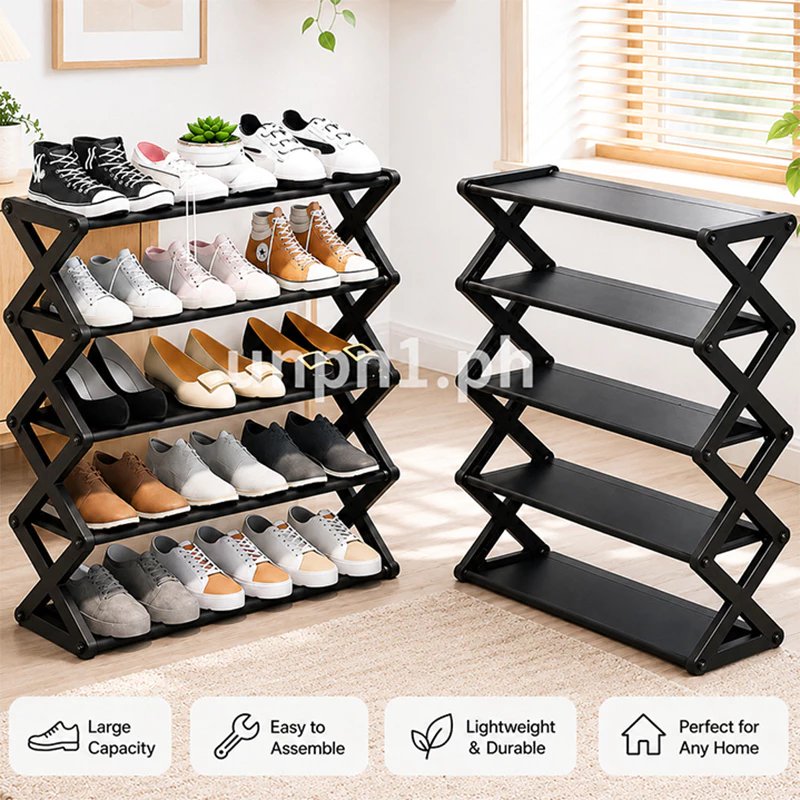 5 Layer foldable Shoes Rack Tier Colored Stackable Stainless steel Shoes Organizer Storage Rack
