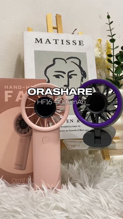 Breathe easy with the Orashare HF16 handheld fan! 🌿 Enjoy 4-speed comfort and long-lasting performance with its 4000mAh battery,#shopee #fyp