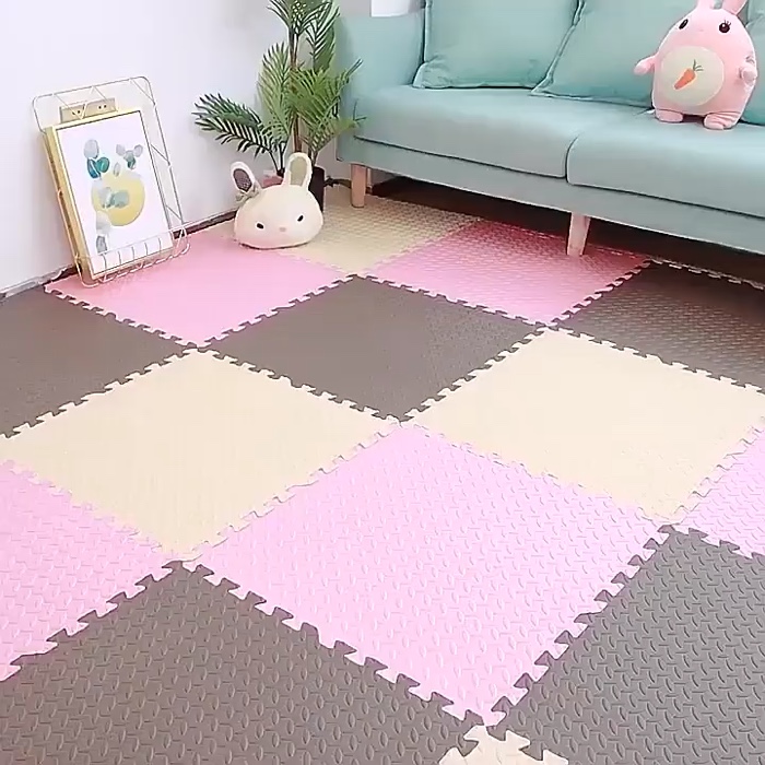 Puzzle Mat 60x60 4pcs Big Size Play Mat for Baby Non-slip Foam Mat Thickness Leaf Design Crawling