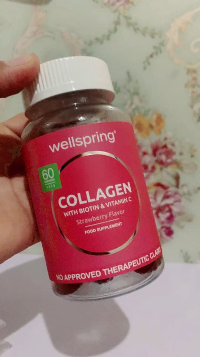 ￼WELLSPRING Collagen with Vitamin C and Biotin Anti Aging for Skin Gummies Strawberry Flavor 500MG 60#FreeCoinsInShopeeVideo #MasMuraSaShopee