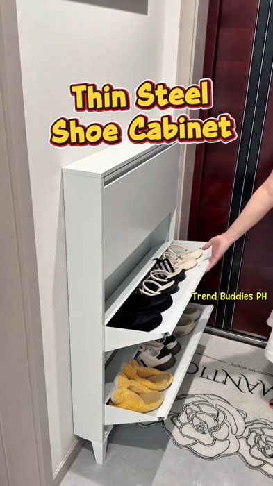 Large Capacity Multi-Layer Thin Steel Shoe Cabinet Metal Slim Modern Shoe Rack Wall Mounted Cabinet #shoecabinet #shoerack #shoestorage #shoebox