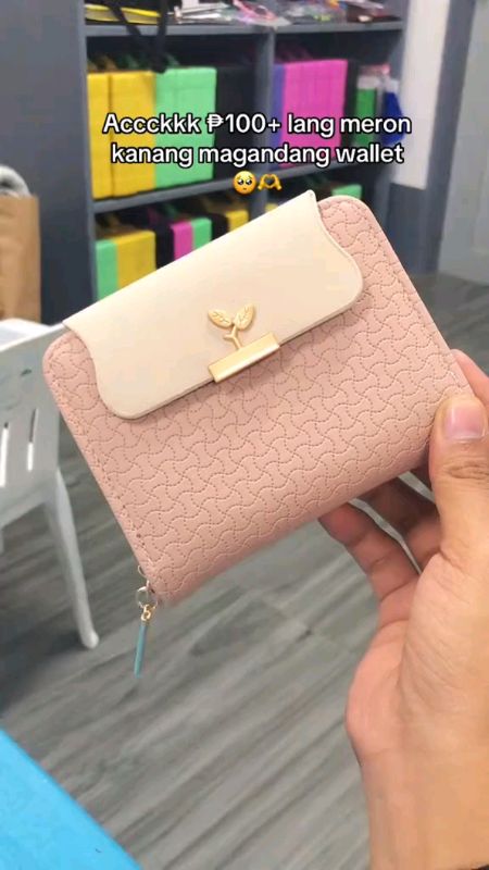 Fashion Small Wallet Women Short Style Korean Version Simple Small Fresh Leaves 70% off Buckle Coin Purse Card Holder#FreeCoinsInShopeeVideo
