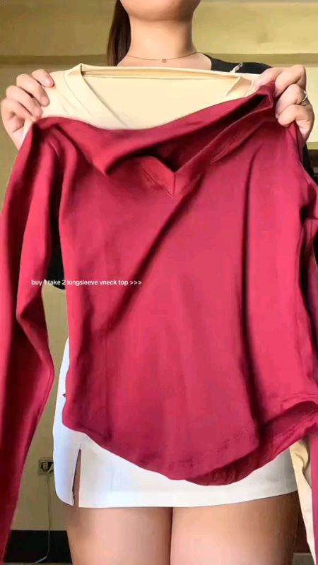Buy 1 take 2 V-Neck Tops #fyp #longsleeve #vneck