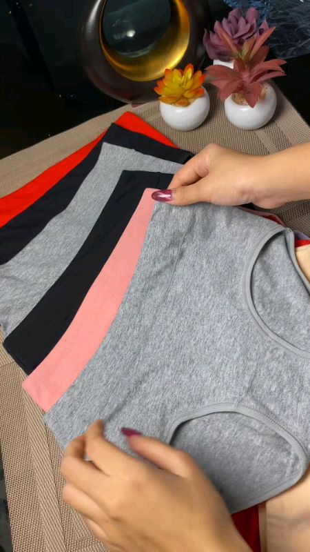 6Pcs Cotton Panties Medium Waist Tummy Control Elastic Design Elastic Women's underwear #panty #cotton #6pcs #fyp