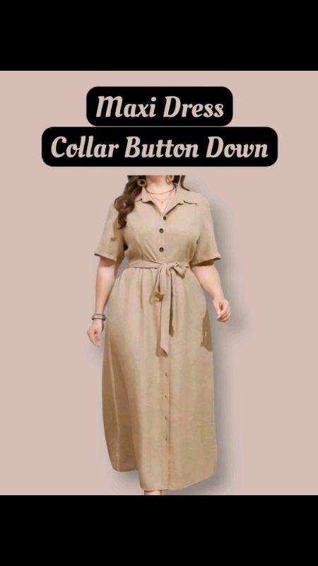 Plus Size Maxi Dress #PlusSizeFashion #MaxiDressStyle #ButtonDownChic #BeltedBeauty #FreeCoinsInShopeeVideo  #ShopeePHPaydaySale #MasMuraSaShopee