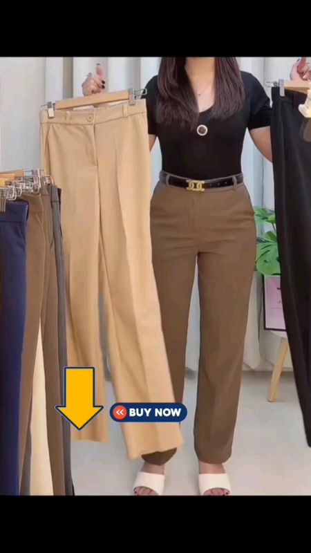 Korean casual office suit plain pants for women back high waist wide leg pants for office outfits