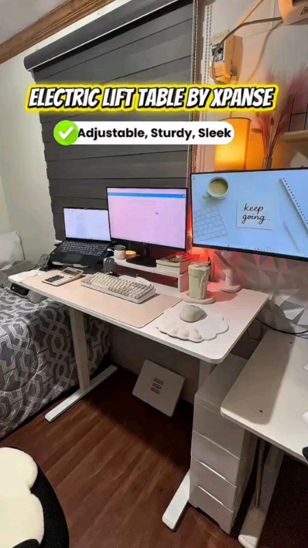 High quality Electric Standing Desk Adjustable Height Lifting Ergonomic Study Table #buynow #featuredvideo #MasMuraSaShopee #trending #viral #fyp