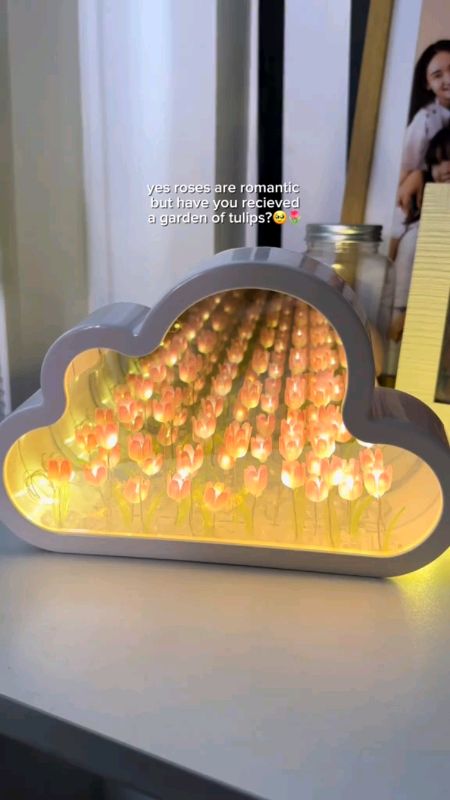 Creative DIY Tulip LED Night Light W/Mirror,Seasonal Decorative Craft Gift for Couples and Friends #MasMursSaShopee #FreeCoinsInShopeeVideo