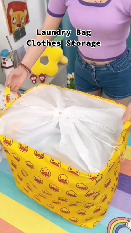 TOPSHOP 100L Large Capacity Laundry Basket Folding Storage Bag Drawstring Clothes Cotton Line #FreeCoinsInShoppeeVideos #MasMuraSaShoppee