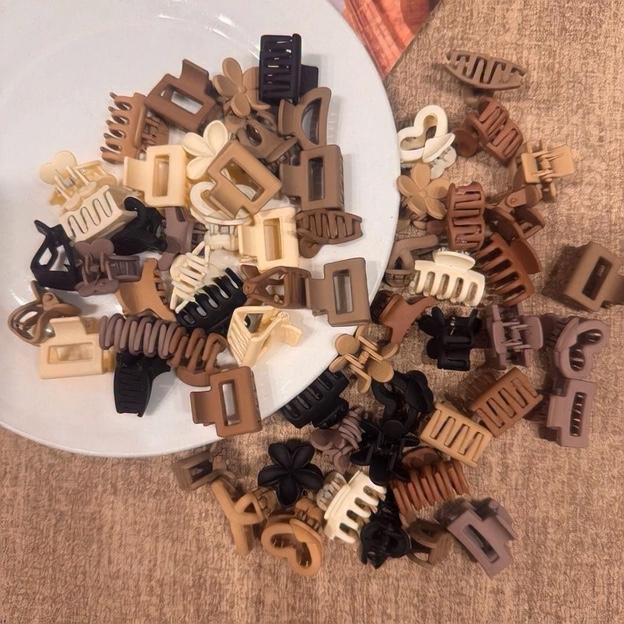 20pcs Korean Mini Matte Hair Claw Clips (Coffee Series) #Hairclip #FreeCoinsInShopeeVideo