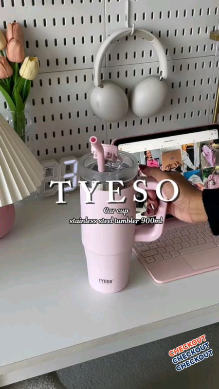 #HugotSaShopee #MasMuraSaShopee #Heart2Heartvideos TYESO® Vacuum Insulated Tumbler Coffee Mug Leak Proof With handle/Straw Stainless Steel Water Bottl