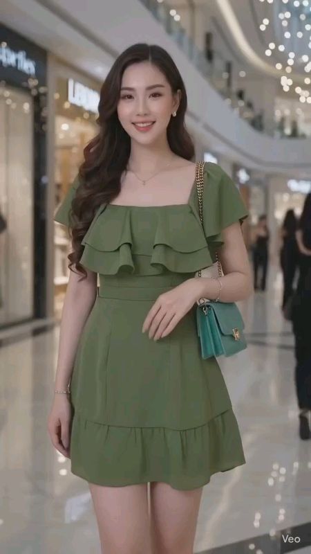 Lovito Women Casual Dress Ruffle Zipper Green Dress #lovito #lovitowomen #dress #casualdress #MasMuraSaShopee #ShopeePHPaydaySale #HugotSaShopee