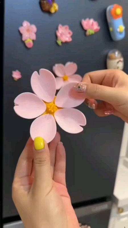 3D Sakura Cute Magnetic Fridge Clips #lifehack  #refmagnet #fyp #Kitchen #Home #kitchendecor