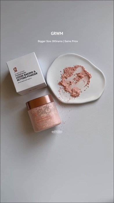 Finally! GRWM powder rush may 30G na. Bigger Size - Same Price 😩💓  #GrwmCosmetics #PowderRush #newrelease #30grams #loosebakingsettingpowder