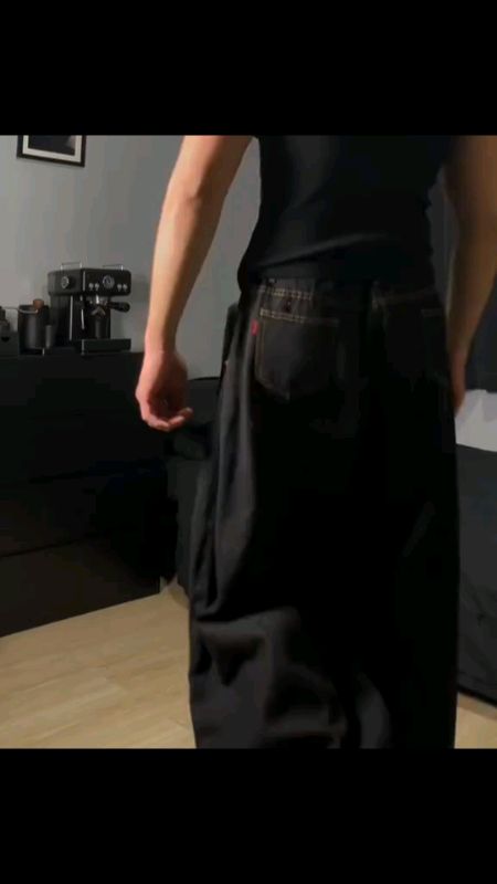 Black wide leg jeans for men denim Loose straight cut baggy pants fashion Korean style cas#fyp #fyy #viral #video #MasMuraSaShopee #shopee #trending