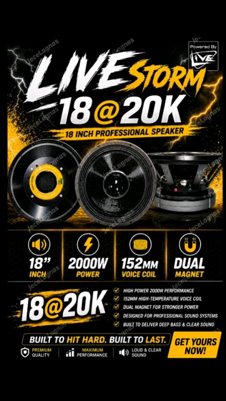 Check out Live Storm 18 at 20k 18inch 2000W 152mm Voice Coil Dual Magnet Speaker #sound #audio #everyone #TOSUNRA #SPEAKER #sale #sulitdeal #murasasho