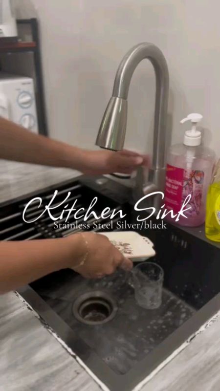 Pelise Double Kitchen Sink Thickness Silver Black 304 Stainless Steel Free Drain&Basket #MasMuraSaShopee #FreeCoinsInShopeeVideo