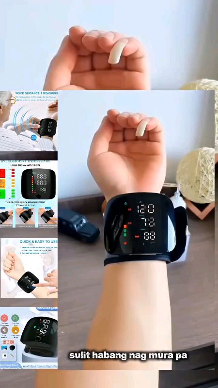 Automatic Wrist Blood Pressure Digital Monitor Adults/Seniors LED+USB Charging Heart Rate Monitor#freecoinsinshopeevideo