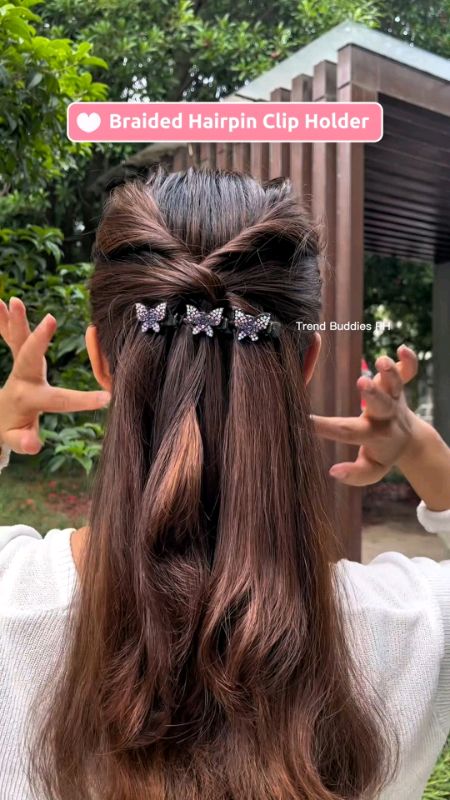 Korean New Braided Hairpin Clip Holder Headwear Hair Accessory for Girls #braidedhairpin #BraidedHairpinClip #hairaccessories #hairpin #hairdesign