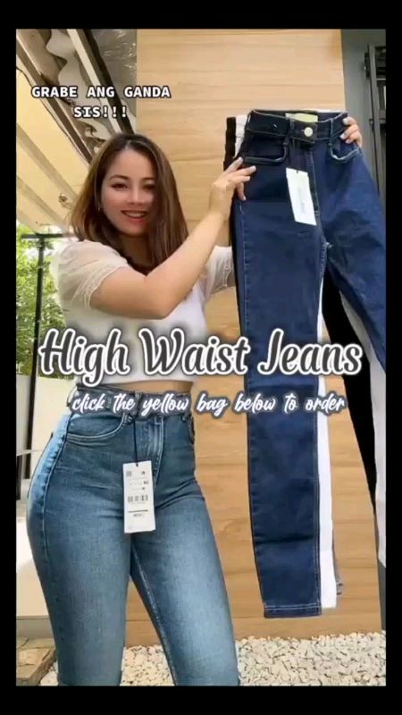919 JEANS : Korean Fitted High-Waist Stretchable Casual Belt Skinny Denim Jeans Pants Bottom#highwaistjeanspants
