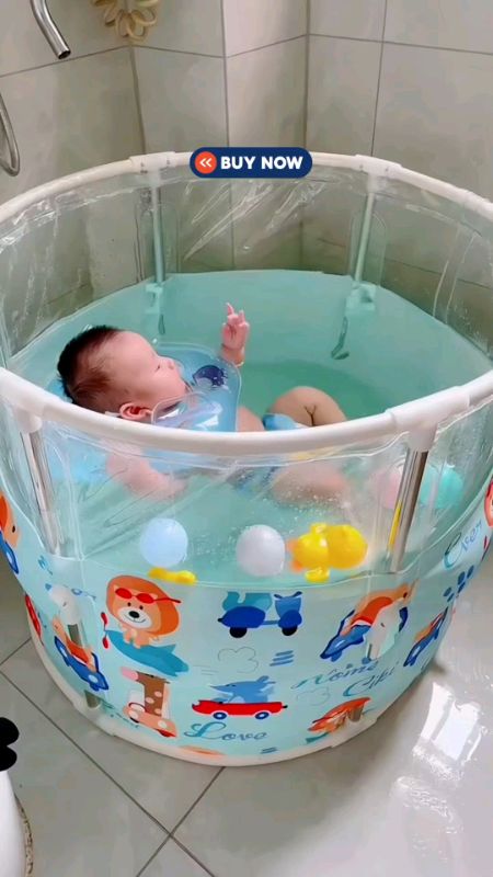 Foldable baby bathtub—portable, safe, easy bath time!  #murasashopee #babybath #bathtub #babyessentials #portable