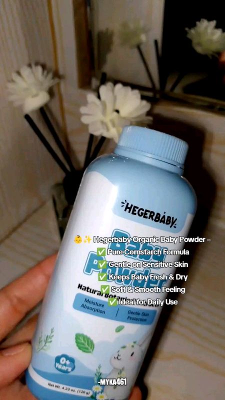 Hegerbaby Baby Powder - Pure Organic Plant Drying Refreshing Relieves Prickly Heat Cares Skin 120g #FreeCoinsInShopeeVideo