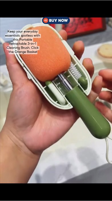 ￼Portable 3-in-1 Sponge Cup Brush Household Kitchen Retractable Cleaning Brush with Storage Case #FreeCoinsInShopeeVideo #trending #fyp #highlight