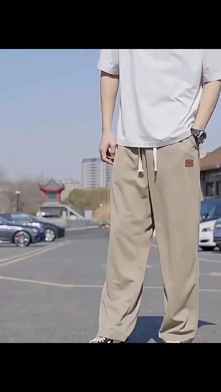 Men's Ice silk Mop Pants Summer Thin Korean style Trendy Casual Trousers Loose Drawstring Wide😍🥰💯#FreeCoinsInShopeeVideo #shopee #shopeeVideo