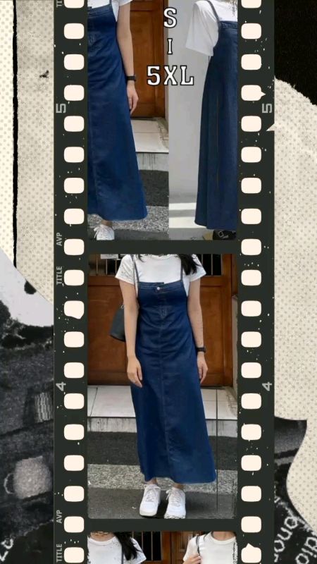 PLUS SIZE~Long Suspender skirt Denim Dress baggy loose midi High Waist A-line Korean Women Casual #MasMuraSaShoppee