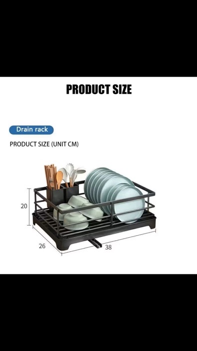 ￼Dish Rack with Drip Plate Rotatable Drain Rack Stainless Dish Drainer Organizer for Kitchen #gift #fyp #sale #shopeeph #home