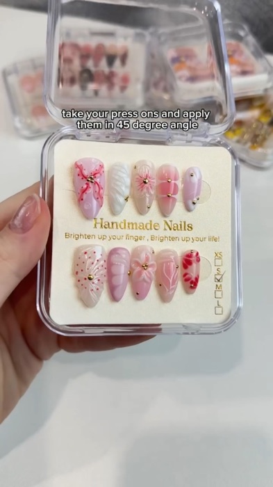 Handmade Polish Nails Summer False Nails Long Press On Nails Natural False Nails #handmadepressonnails #pressonnails #nails #fyp