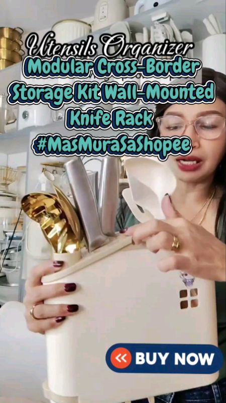 Modular Cross-Border Storage Kit Wall-Mounted Knife Rack #MasMuraSaShopee #fyp #ccto #trending #viral #shopee #Storagekit #wallmounted #kniferack 😍