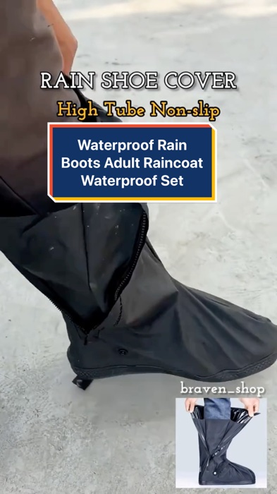 ￼ Waterproof Rain Boots Adult Raincoat Waterproof Set #boots #raincoat #trending #fyp #HugotSaShopee #MasMuraSaShopee #FreeCoinsInShopeeVideo