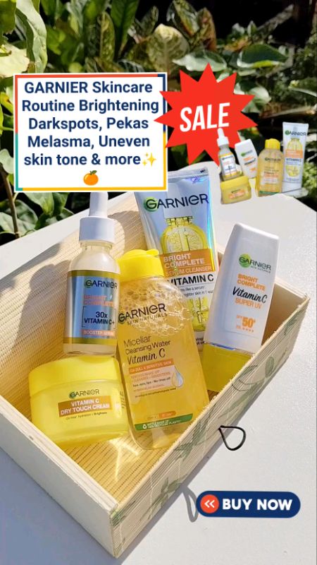 GARNIER Skincare Routine Brightening Darkspots, Pekas Melasma, Uneven skin tone & more✨🍊 #skincareroutine #brightening #VitaminC #serum #skincare