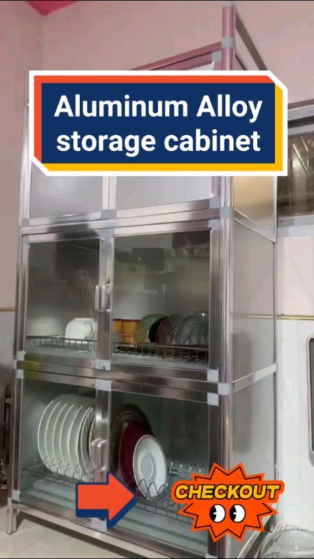Aluminum Alloy storage cabinet organizer for kitchen Multi-layer With door Dish #Aluminum#Alloy#Multilayer