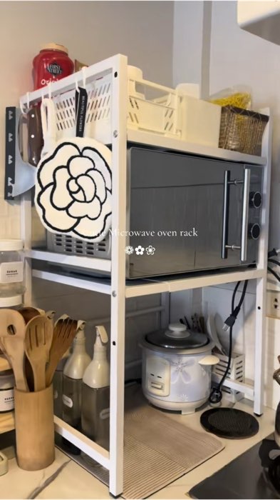 Kitchen Microwave Rack Adjustable Length and Height shelf ✨😍👌🏻 #MicrowaceRack #AdjustableRack #MasMurasaShopee